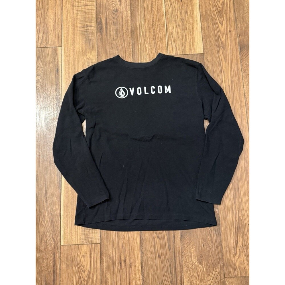VOLCOM STONE Men’s XXL Vtg Y2K Waffle Knit Black Thermal Shirt Surf Skate